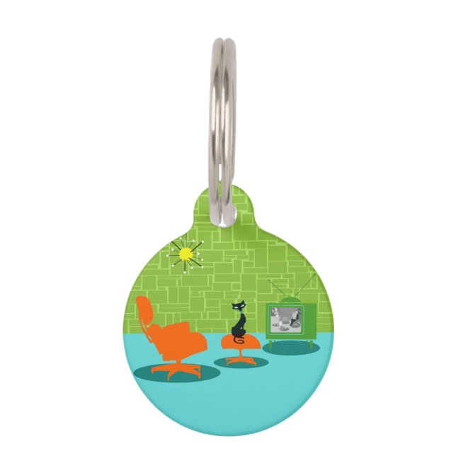 Retro Space Age Kitty Pet Tag (Front)