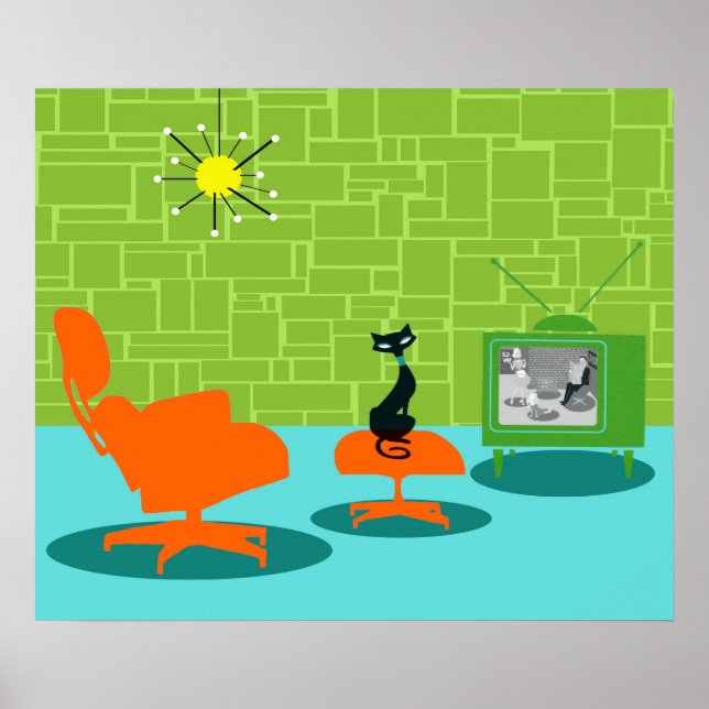 Retro Space Age Kitty Poster (Front)