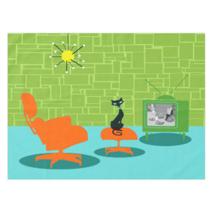 Retro Space Age Kitty Tablecloth