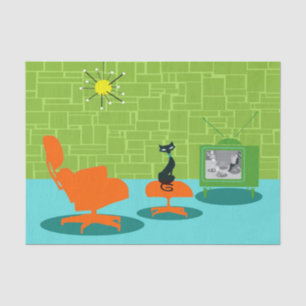 Retro Space Age Kitty Tissue Paper