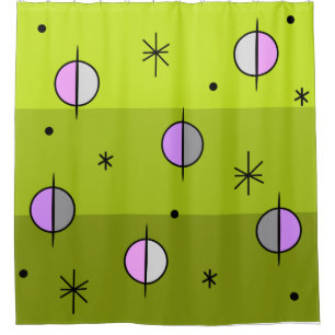 Retro Space Age Planets Stars Chartreuse