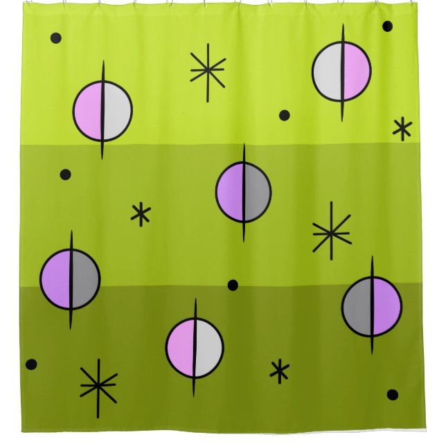 Retro Space Age Planets Stars Chartreuse (Front)