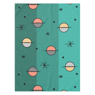 Retro Space Age Planets Stars Turquoise Tablecloth