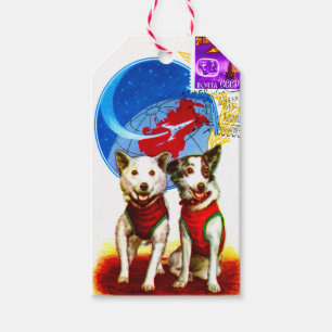 RETRO SPACE AGE (VINTAGE ASTRONAUT DOGS) GIFT TAGS