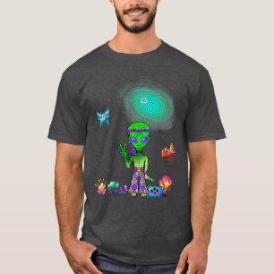 Retro Space Alien 60s 70 Era Psychedelic Peace Fun T-Shirt