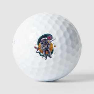 Retro Space Astronaut Cosmic Creature Sci Fi Adven Golf Balls