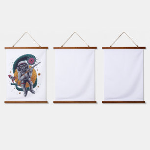 Retro Space Astronaut Cosmic Creature Sci Fi Adven Hanging Tapestry