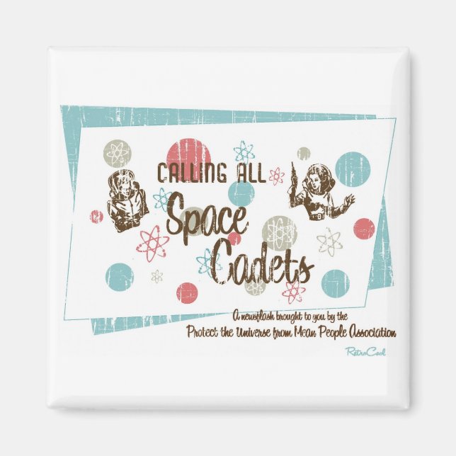 Retro 'Space Cadets' Magnet (Front)