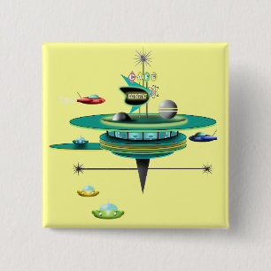 Retro Space Diner 2 Inch Square Button