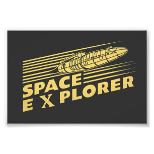 Retro Space Explorer Rocket Graphic Photo Print