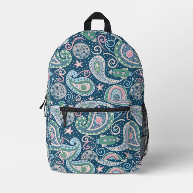 Retro Space Galaxy Printed Backpack (Front)