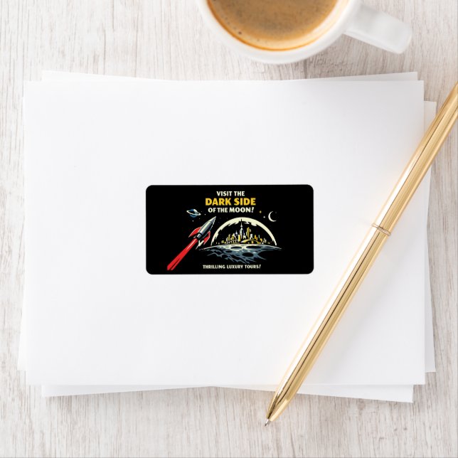 Retro Space Moon Return Address Label Sci-Fi (Insitu)