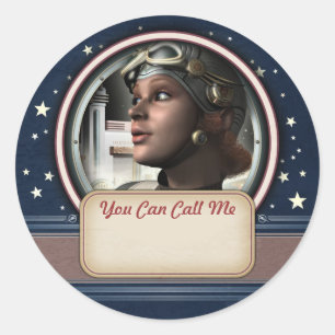 Retro Space Pilot Name Tag Stickers