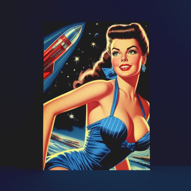 Retro Space Pin-up Postcard (Creator Uploaded)