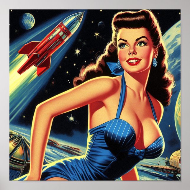 Retro Space Pin-up Poster (Front)