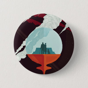 Retro Space Poster-Cassini Mission To Saturn 2 Inch Round Button