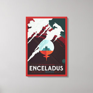 Retro Space Poster-Cassini Mission To Saturn Canvas Print