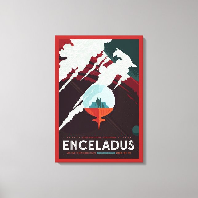 Retro Space Poster-Cassini Mission To Saturn Canvas Print (Front)