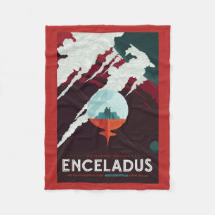 Retro Space Poster-Cassini Mission To Saturn Fleece Blanket