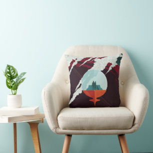 Retro Space Poster-Cassini Mission To Saturn Throw Pillow
