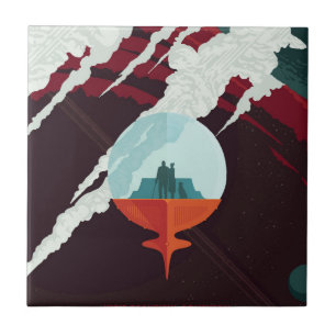 Retro Space Poster-Cassini Mission To Saturn Tile