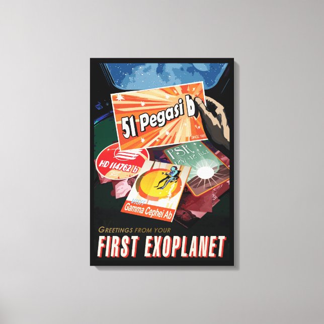 Retro Space Poster-Exoplanet Discovery 51 Pegasi B Canvas Print (Front)