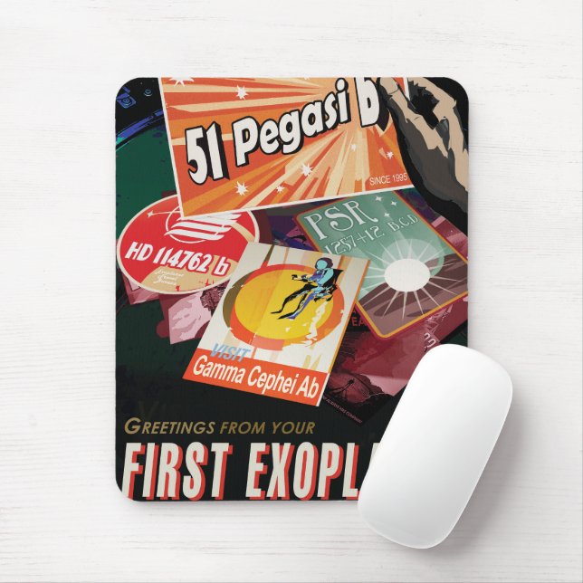 Retro Space Poster-Exoplanet Discovery 51 Pegasi B Mouse Pad (With Mouse)