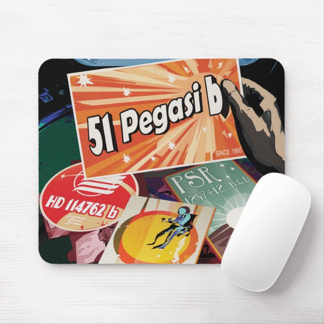 Retro Space Poster-Exoplanet Discovery 51 Pegasi B Mouse Pad (With Mouse)