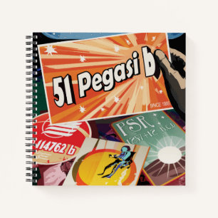 Retro Space Poster-Exoplanet Discovery 51 Pegasi B Notebook