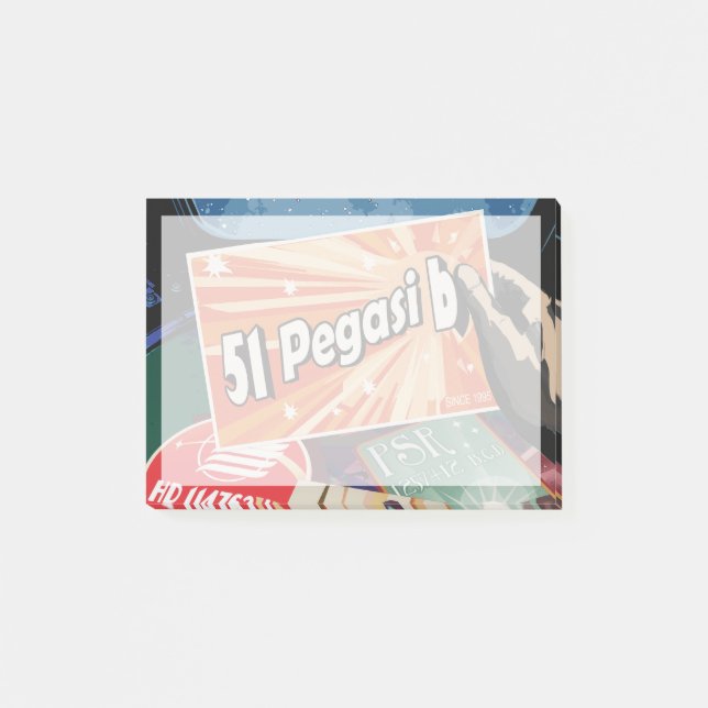 Retro Space Poster-Exoplanet Discovery 51 Pegasi B Post-it Notes (Front)