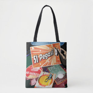 Retro Space Poster-Exoplanet Discovery 51 Pegasi B Tote Bag