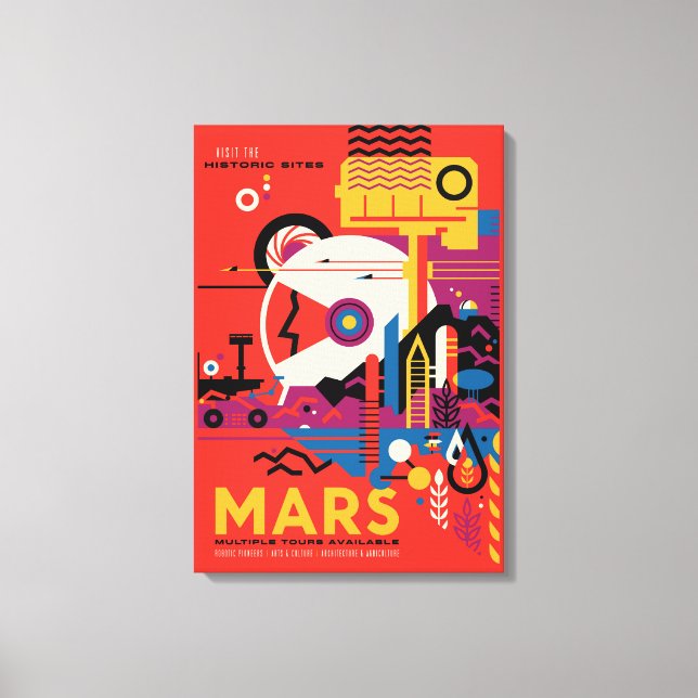 Retro Space Poster - Mars Exploration Program. Canvas Print (Front)