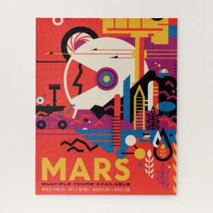 Retro Space Poster - Mars Exploration Program. Jigsaw Puzzle