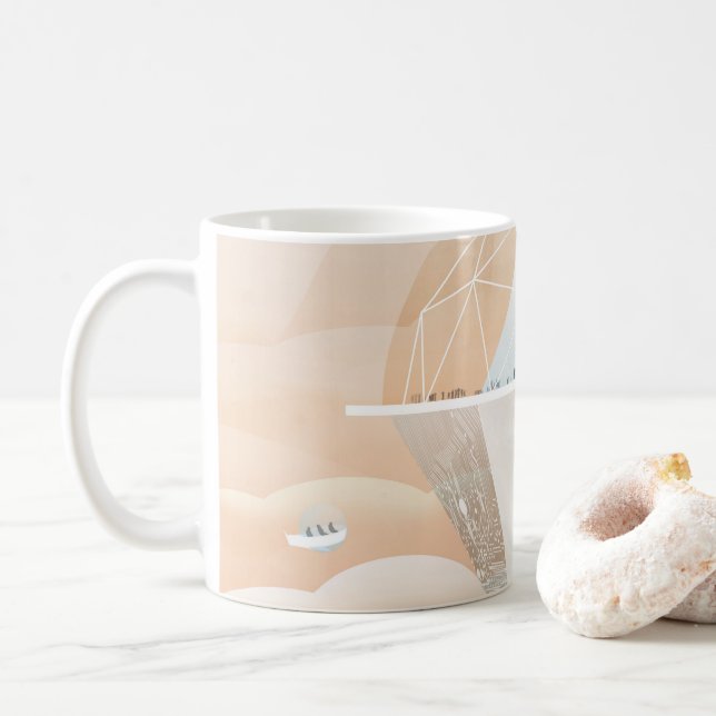 Retro Space Poster-Observatory In The Solar System Coffee Mug (With Donut)
