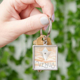 Retro Space Poster-Observatory In The Solar System Keychain