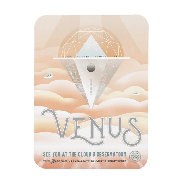 Retro Space Poster-Observatory In The Solar System Magnet (Vertical)