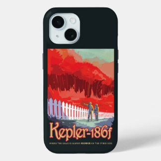 Retro Space Poster Of Kepler-186f. iPhone 15 Case