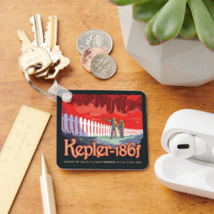 Retro Space Poster Of Kepler-186f. Keychain
