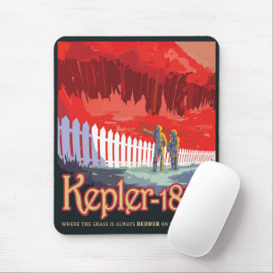 Retro Space Poster Of Kepler-186f. Mouse Pad