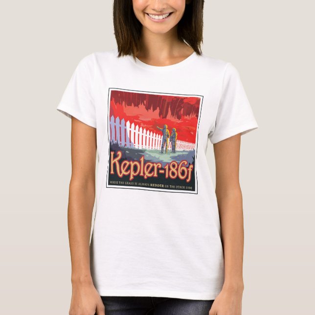 Retro Space Poster Of Kepler-186f. T-Shirt (Front)