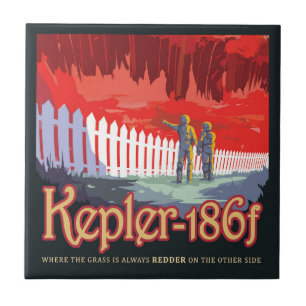 Retro Space Poster Of Kepler-186f. Tile