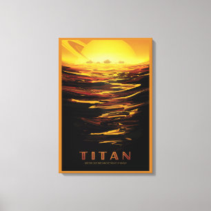 Retro Space Poster-Saturn's Largest Moon, Titan. Canvas Print