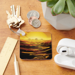 Retro Space Poster-Saturn's Largest Moon, Titan. Keychain
