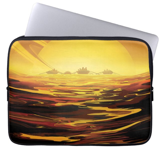 Retro Space Poster-Saturn's Largest Moon, Titan. Laptop Sleeve (Front)