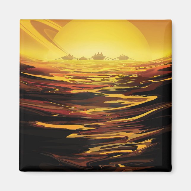 Retro Space Poster-Saturn's Largest Moon, Titan. Magnet (Front)