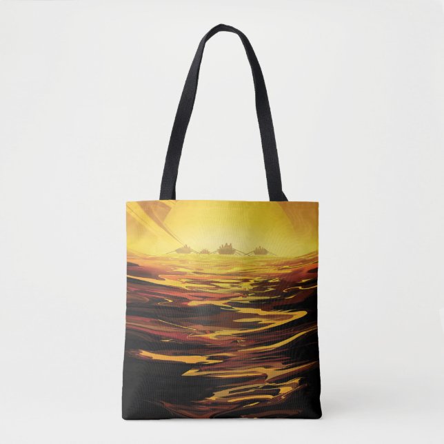 Retro Space Poster-Saturn's Largest Moon, Titan. Tote Bag (Front)