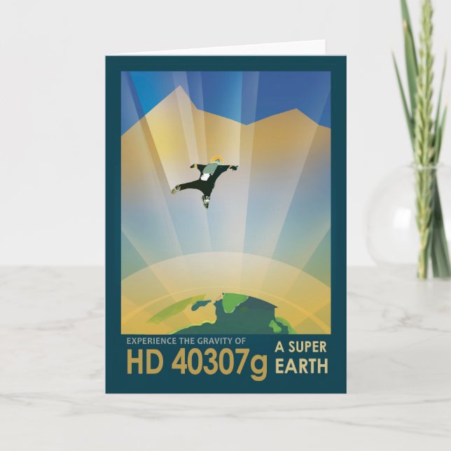 Retro Space Poster-The Gravity Of A Super Earth Card (Front)