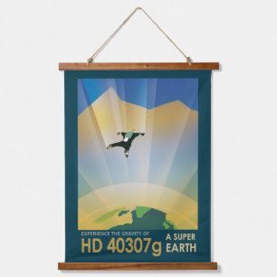 Retro Space Poster-The Gravity Of A Super Earth Hanging Tapestry