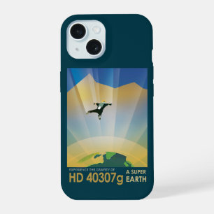Retro Space Poster-The Gravity Of A Super Earth iPhone 15 Case