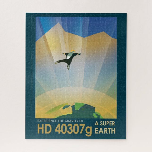 Retro Space Poster-The Gravity Of A Super Earth Jigsaw Puzzle (Vertical)